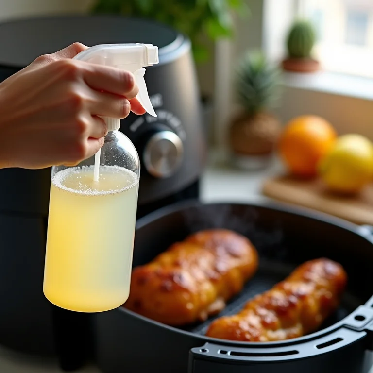 Vinagre sendo usado para desengordurar a Airfryer