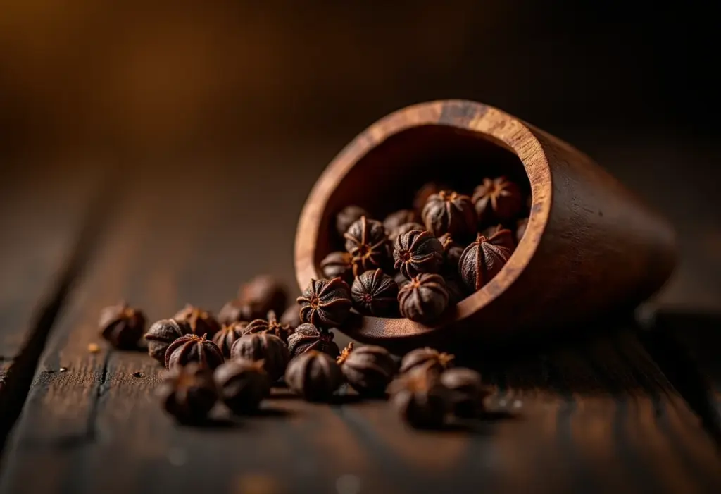 Visão geral de cravos-da-índia frescos e aromáticos
