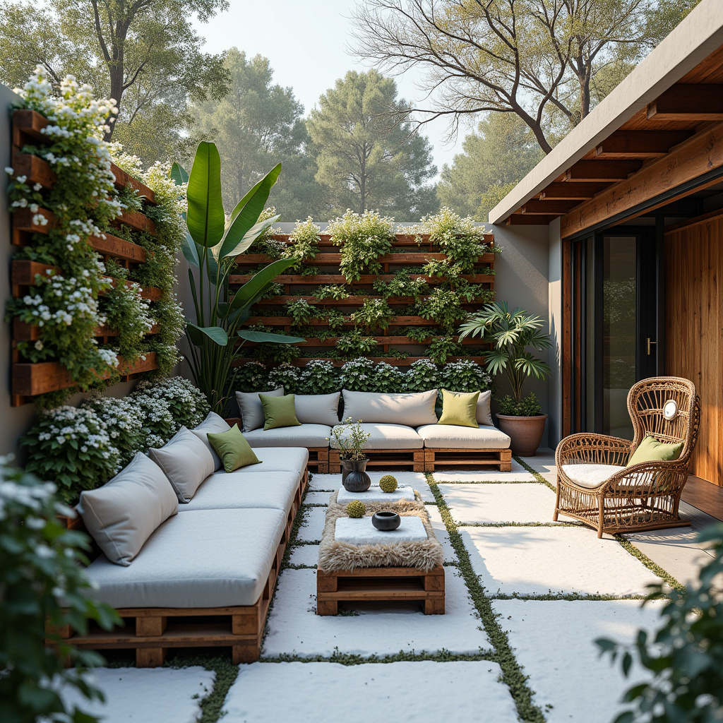 Jardim de inverno sustentável com paletes reciclados.