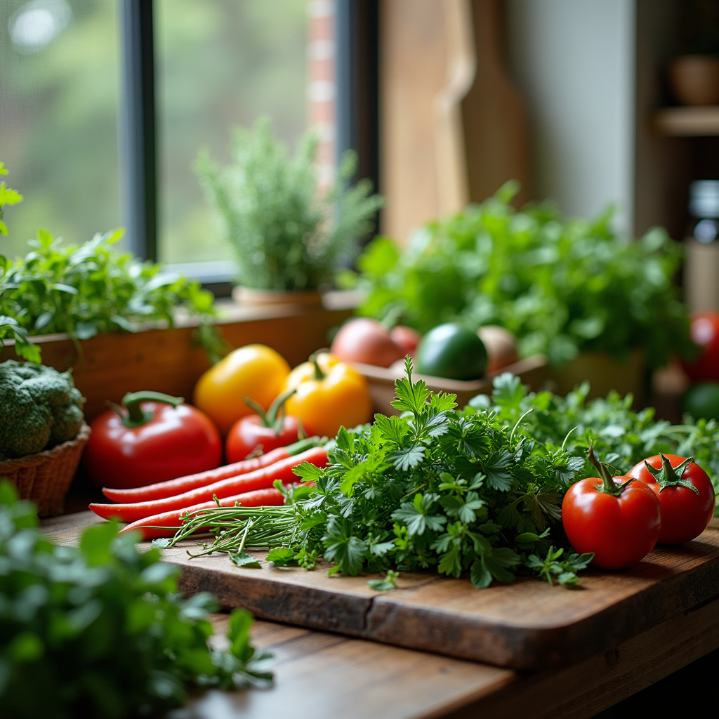 Jardim de inverno com horta em casa.
