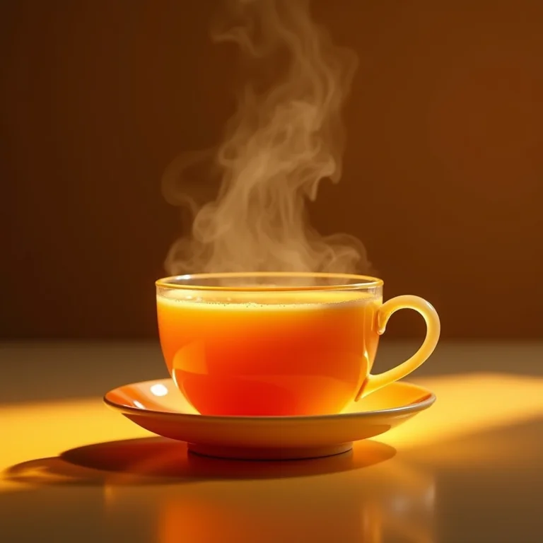 Xícara de chá de açafrão fumegante