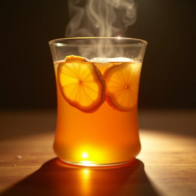 Xícara de chá de poejo com gengibre fresco