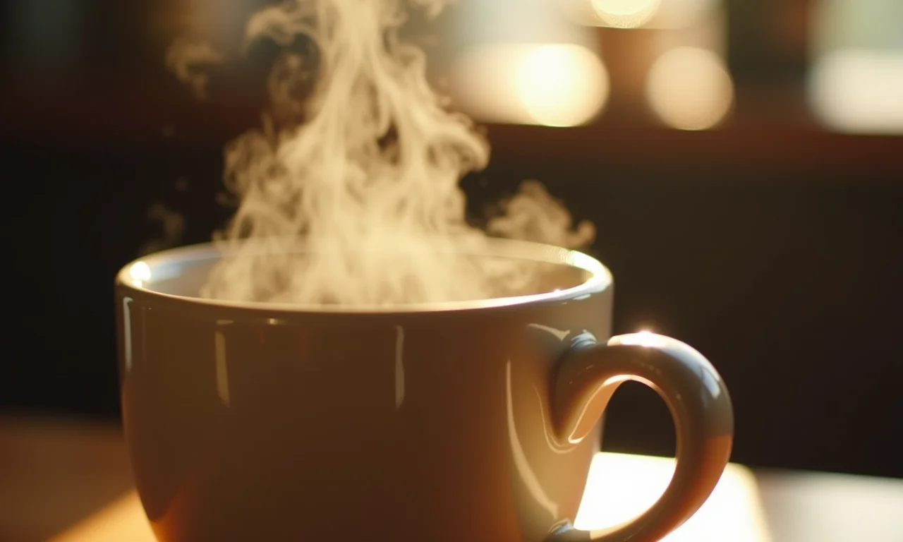 Xícara fumegante de chá de eucalipto, aliviando o nariz entupido.