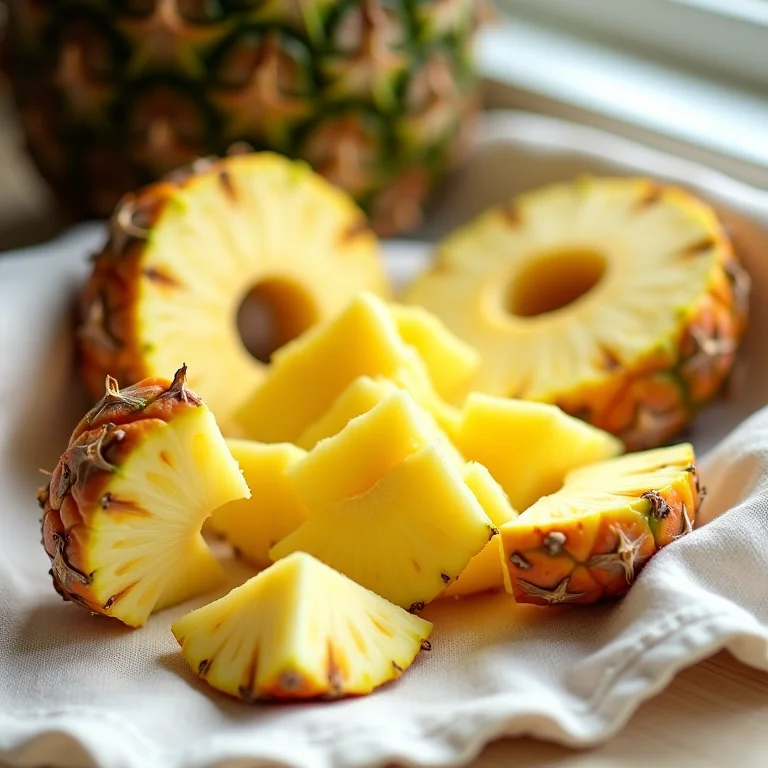 Abacaxi fresco e cascas secas em close-up