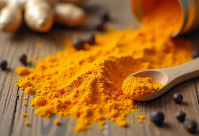 Açafrão da terra, gengibre e pimenta preta em close editorial