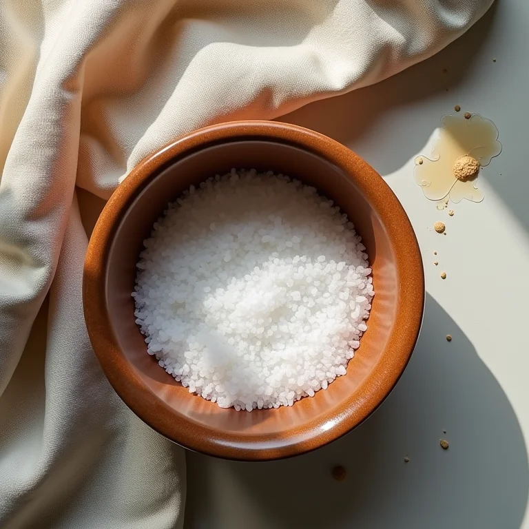 Água morna e sal para tirar mancha de gordura