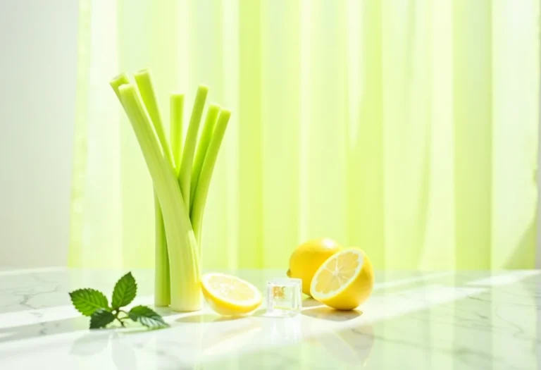 Aipo fresco com limão e gelo, ingredientes para refrescar no verão