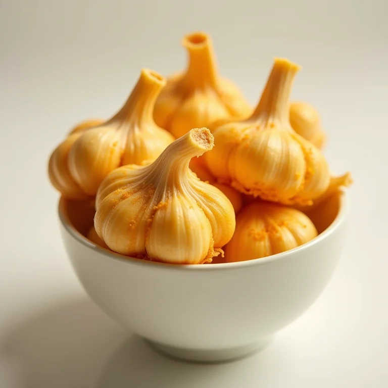 Alho frito crocante em um recipiente.