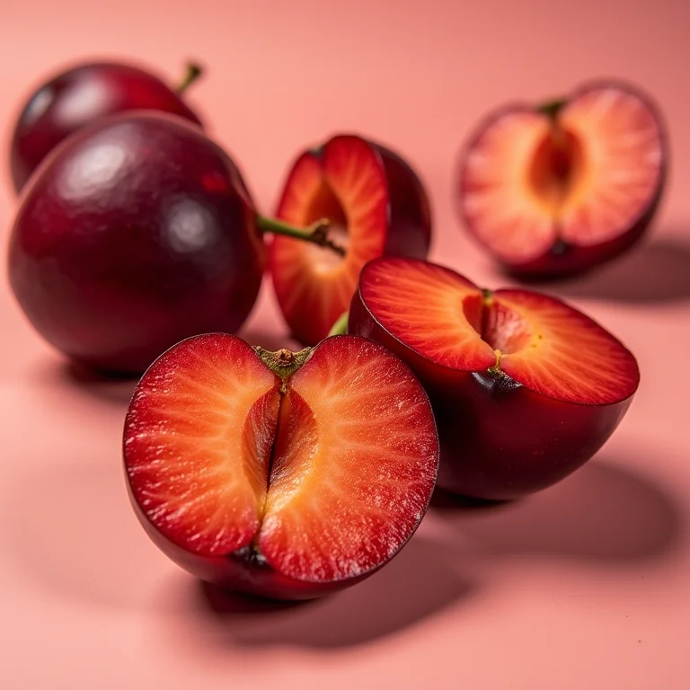 Ameixas pretas fatiadas, representando a prevenção do câncer de cólon