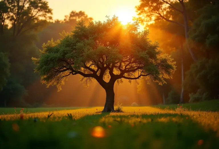 Aroeira exuberante em jardim ensolarado
