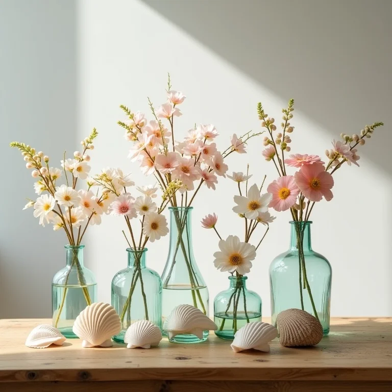 Arranjos de flores com conchas