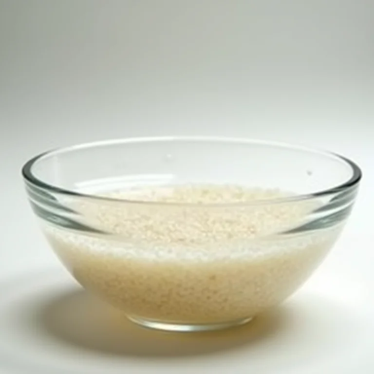 Arroz de molho em água.