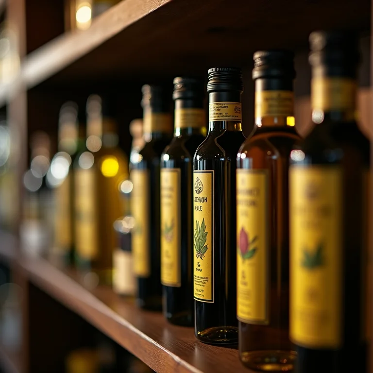 Azeites aromatizados prontos para compra em loja gourmet.