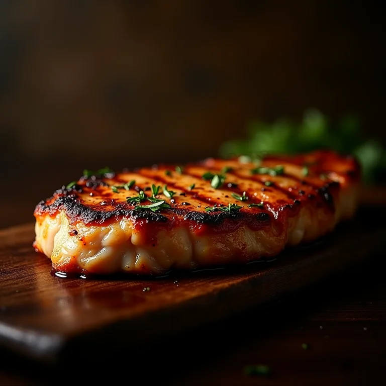 Bisteca de porco grelhada e suculenta.