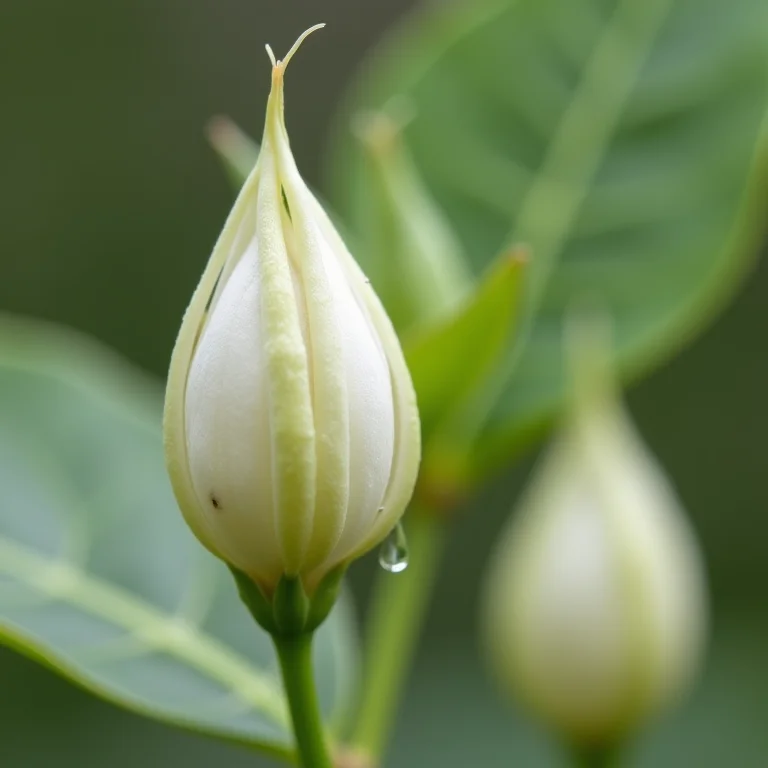 Botões de chá branco se abrindo na água quente.