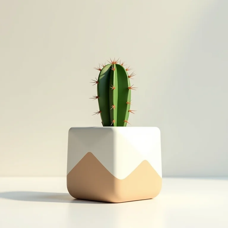Cacto pequeno em vaso cerâmico geométrico