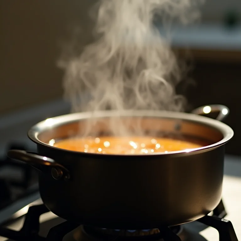 Caldo cozinhando em fogo baixo