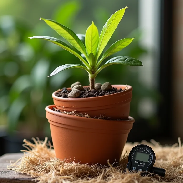 Camadas de materiais para um solo saudável para plantas.