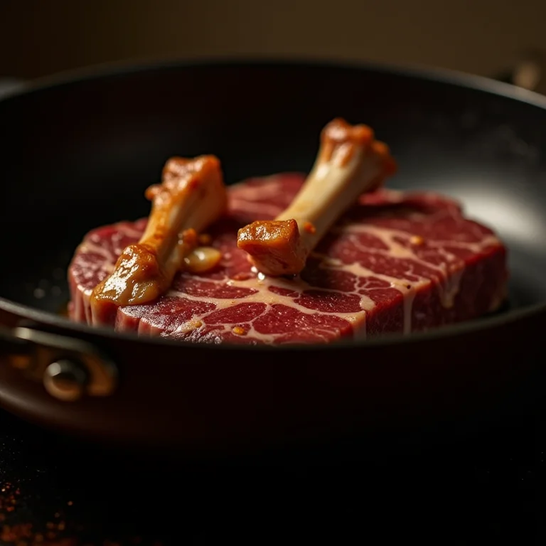 Caramelização de ossos de carne para caldo