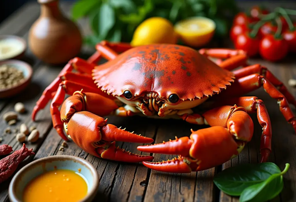 Caranguejada com temperos frescos e vibrantes