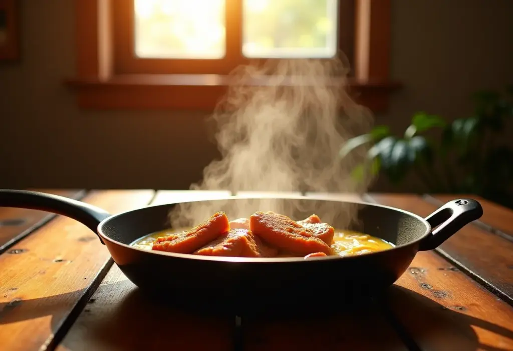 Carne de Sol com Nata Perfeita: O Tempero Secreto Revelado! Carne de Sol com Nata sendo preparada em ambiente rústico.