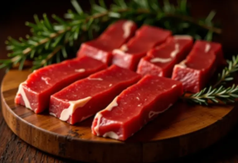 Carnes cruas variadas com ervas de Provence frescas.