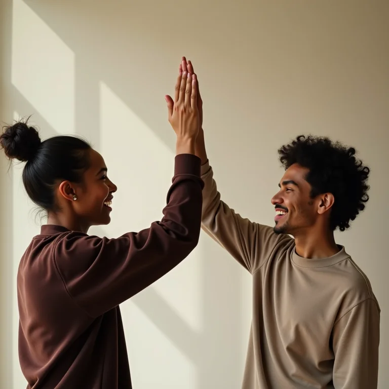 Casal celebrando uma conquista no home office