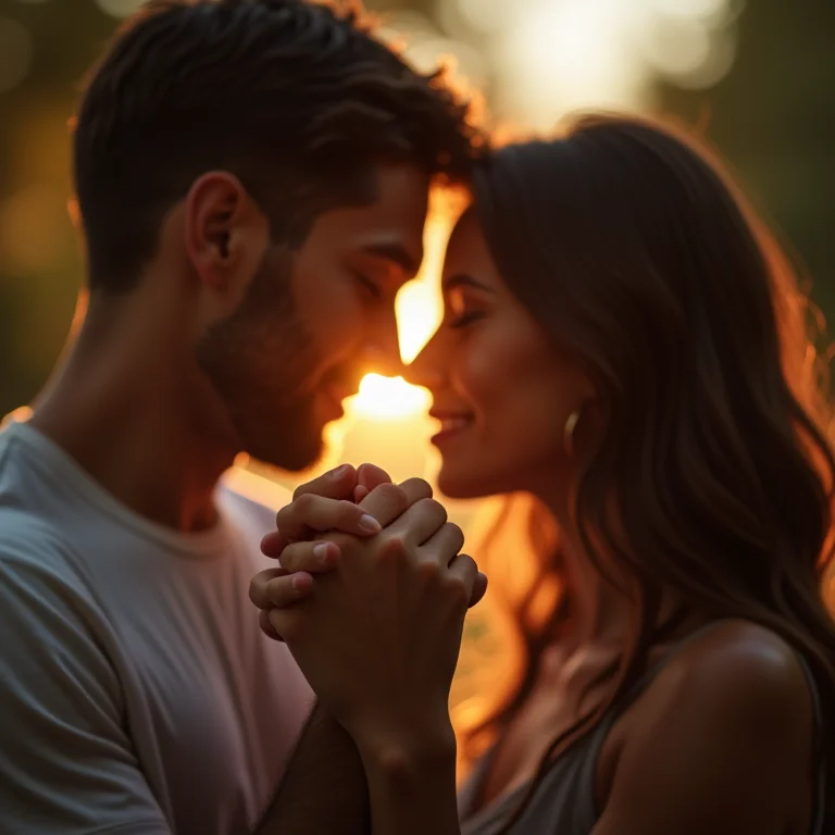 Casal de mãos dadas com conexão íntima.