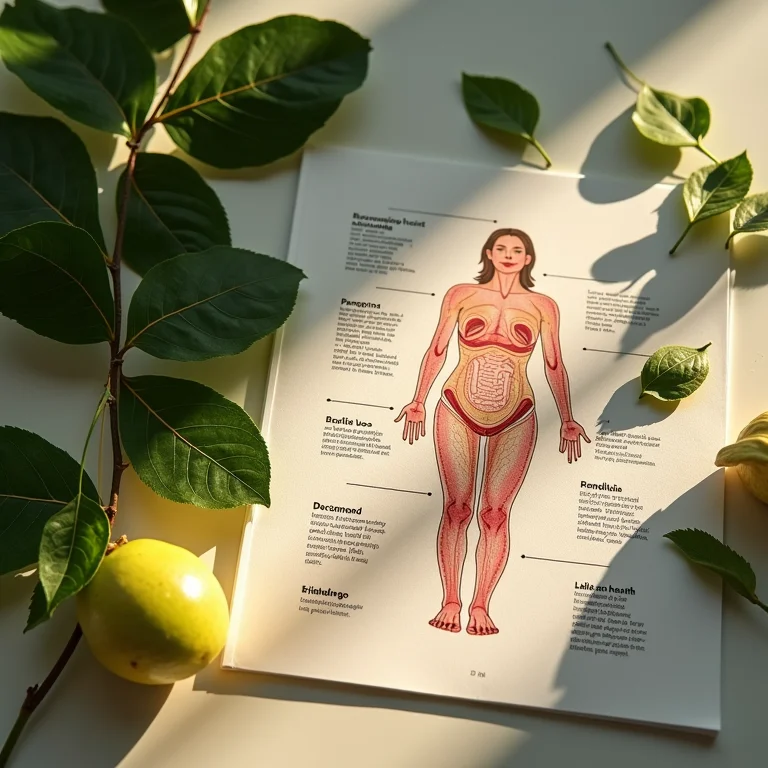 Casca de Uxi Amarelo com diagrama sobre saúde feminina