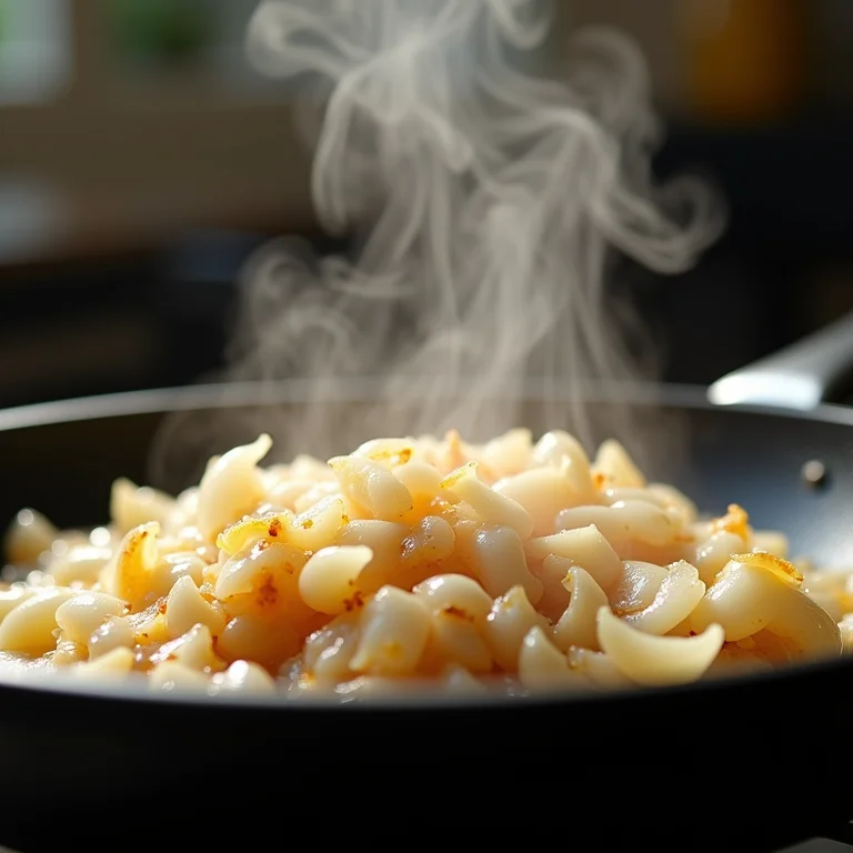 Cebola e alho refogando em uma panela.