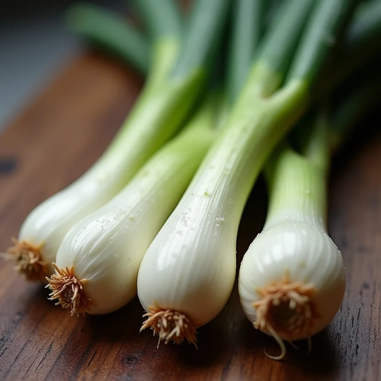 Cebolinha descongelando com gotículas de condensação