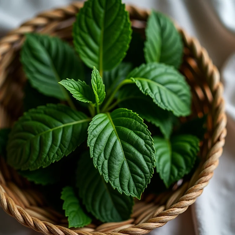 Cesta com folhas frescas de Ora Pro Nóbis