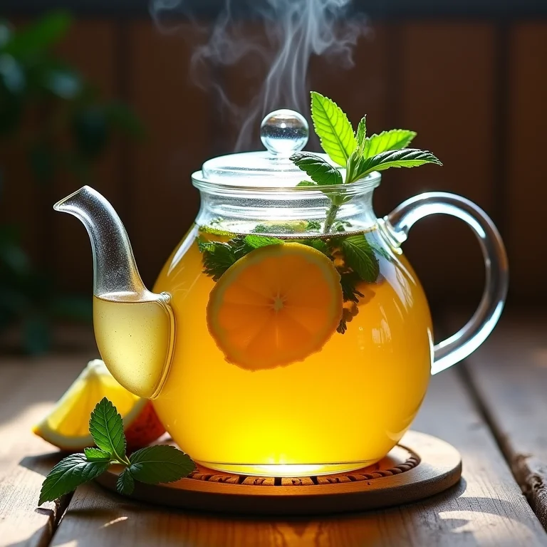 Chá de abacaxi com hortelã e limão.