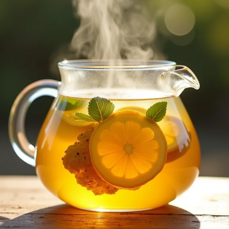 Chá de capim santo e gengibre em infusão