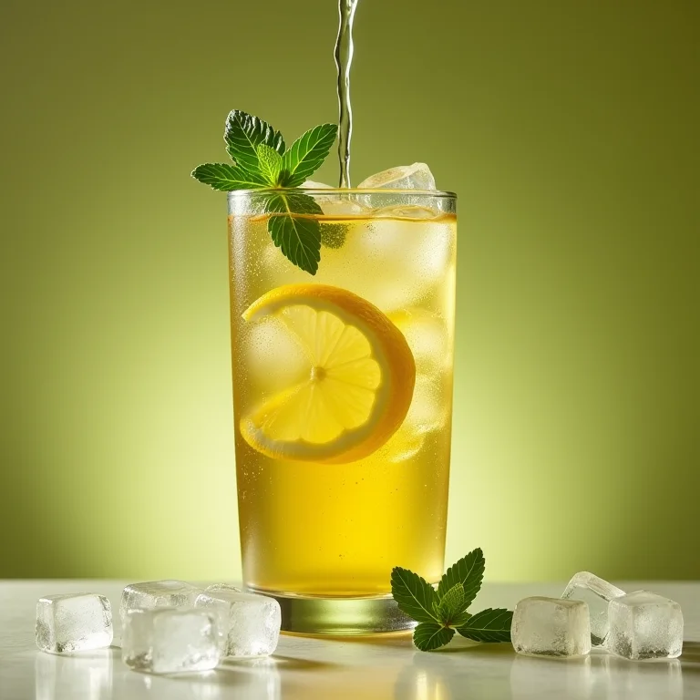 Chá de capim santo gelado com limão e hortelã