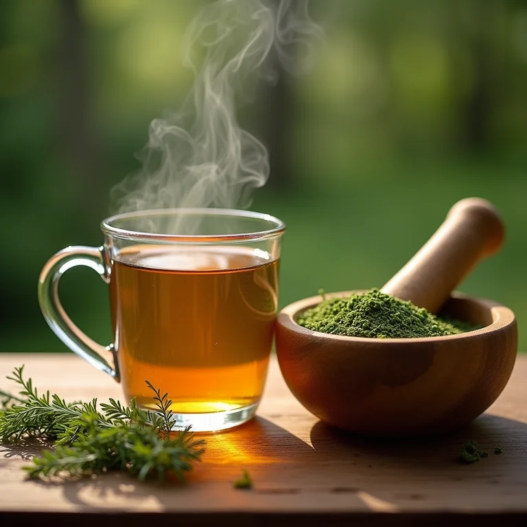 Chá de cavalinha com ação antioxidante e anti-inflamatória.