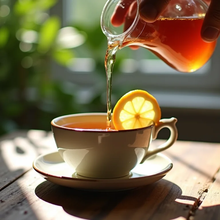 Chá de cavalinha e hibisco com limão e mel