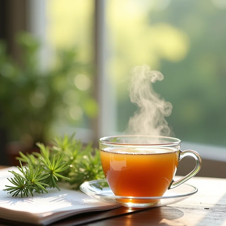 Chá de cavalinha: xícara fumegante ao lado de pesquisa científica