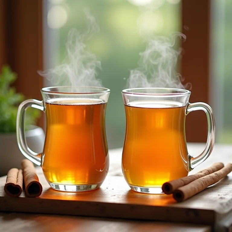 Chá de erva doce e canela em xícaras de vidro