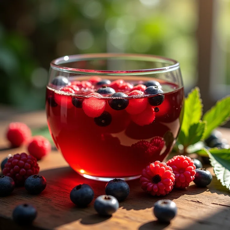 Chá de hibisco com frutas vermelhas antioxidantes.