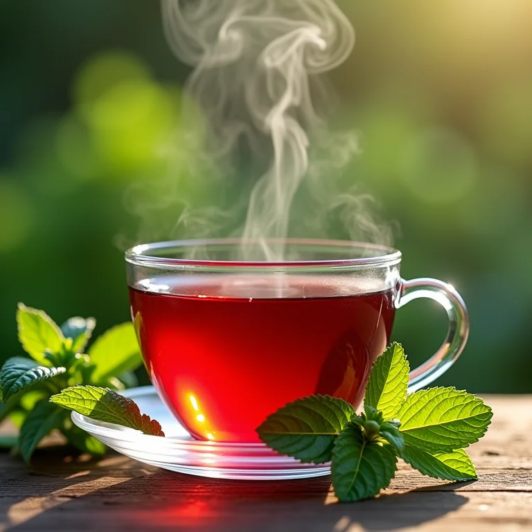 Chá de hibisco com hortelã para auxiliar na digestão