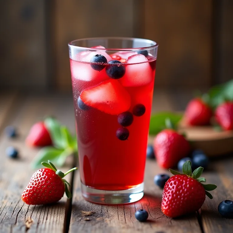 Chá de hibisco gelado com frutas vermelhas