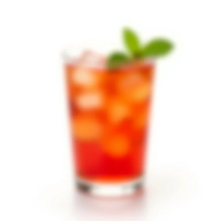 Chá de hibisco gelado com hortelã