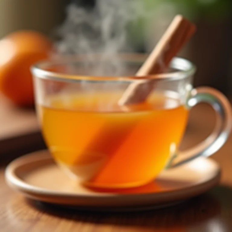 Chá de laranja com mel fumegante com canela, dica extra.