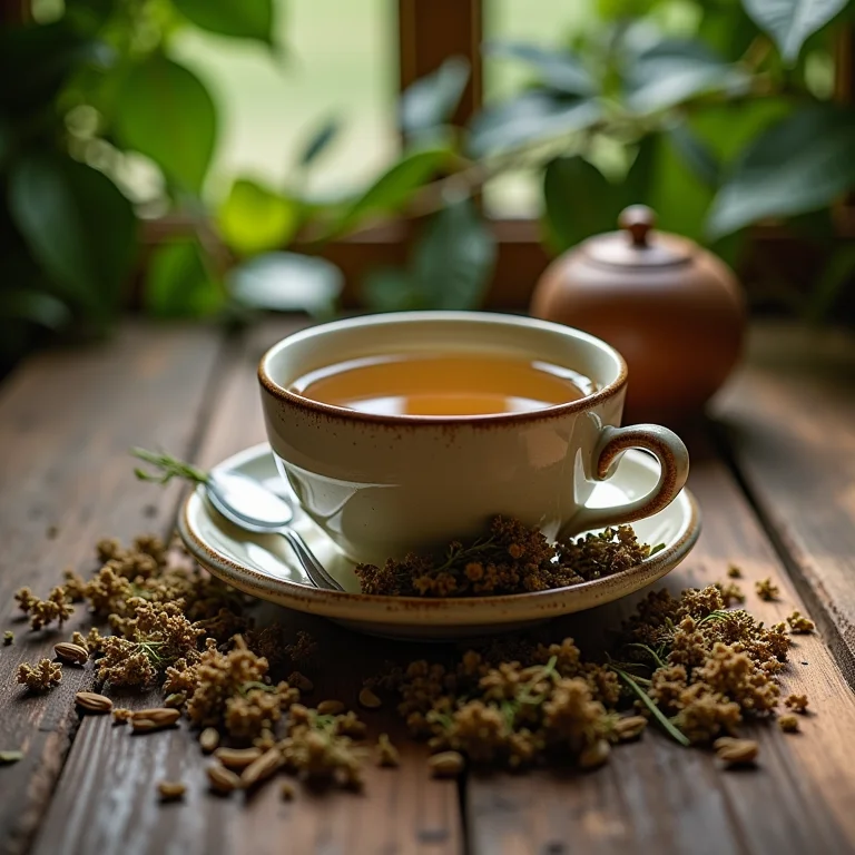 Chá de passiflora com erva seca e xícara