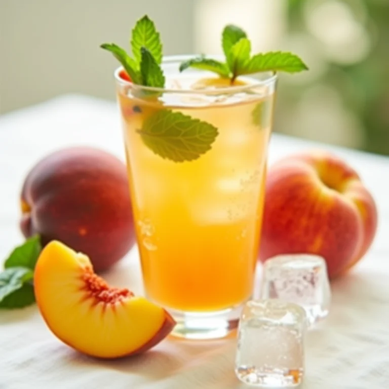 Chá gelado de pêssego clássico com hortelã.