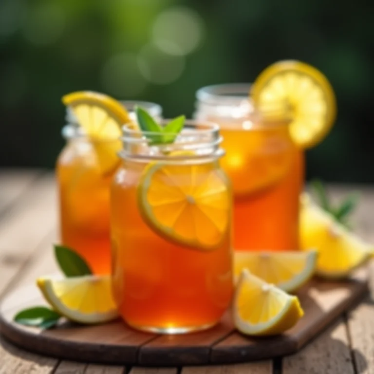 Chá gelado de ponkan e limão em potes de vidro.