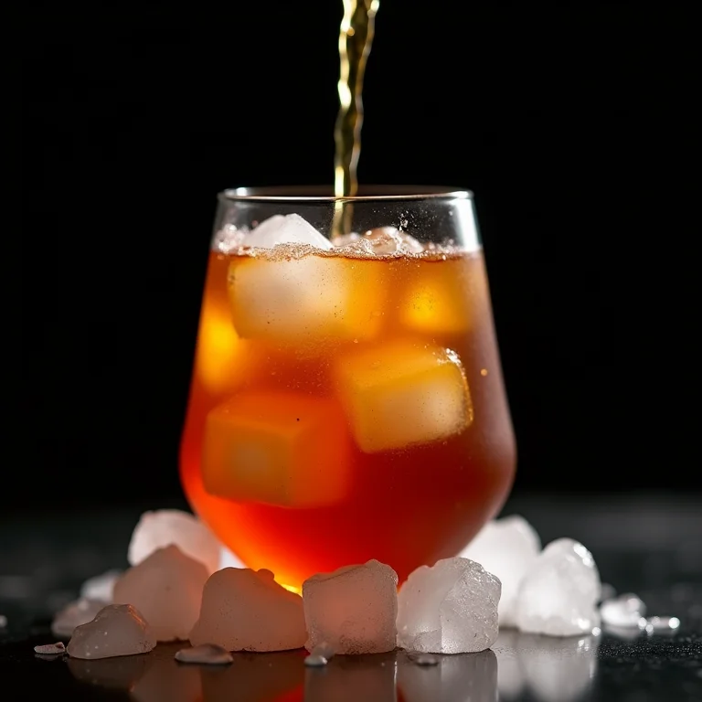 Chá gelado sendo servido com gelo