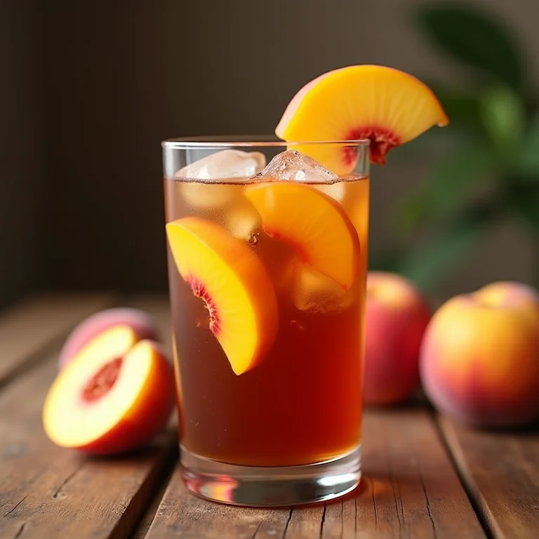 Chá preto gelado com pêssego: saboroso e revigorante.