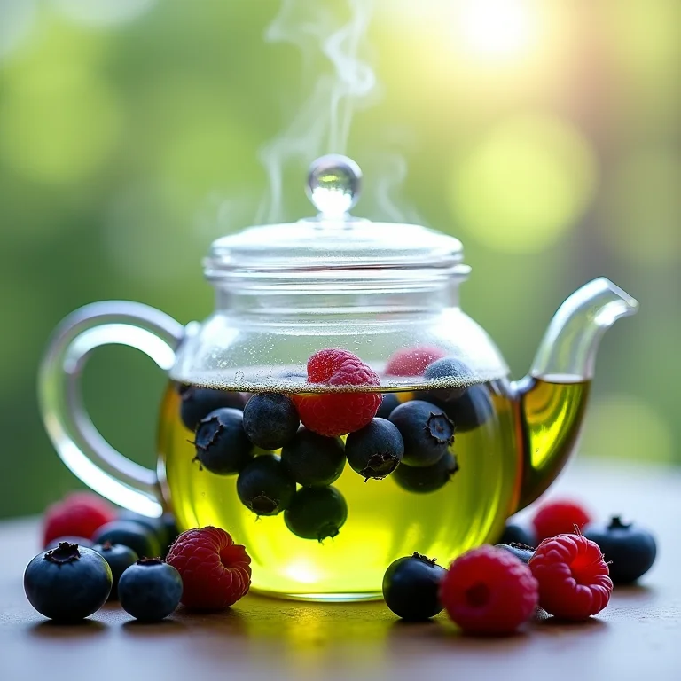 Chá verde com frutas vermelhas, um potente antioxidante